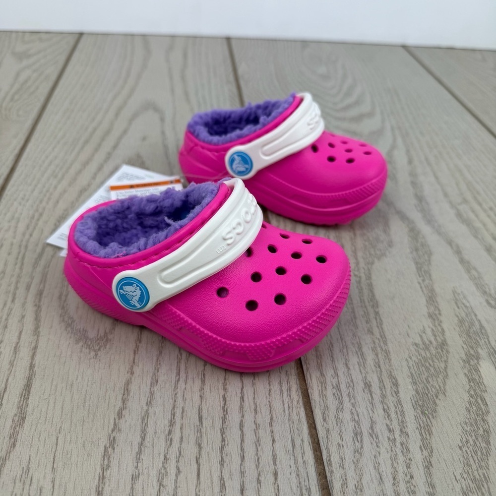 Crocs Classic Lined Kids Clogs c4 Pink Crush/Multi $56 Children's Shoes